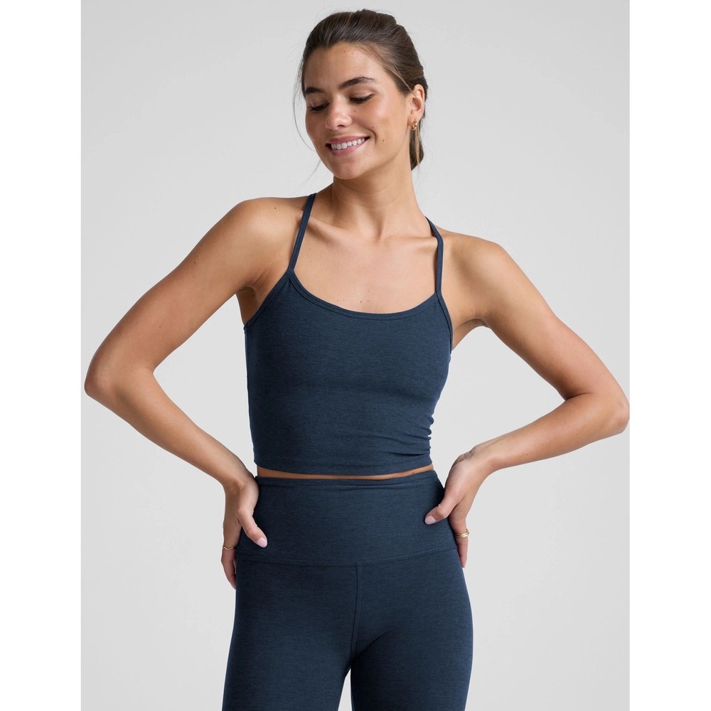 Beyond Yoga Spacedye Slim Scoop Cropped Tank in Nocturnal Navy | Size Small